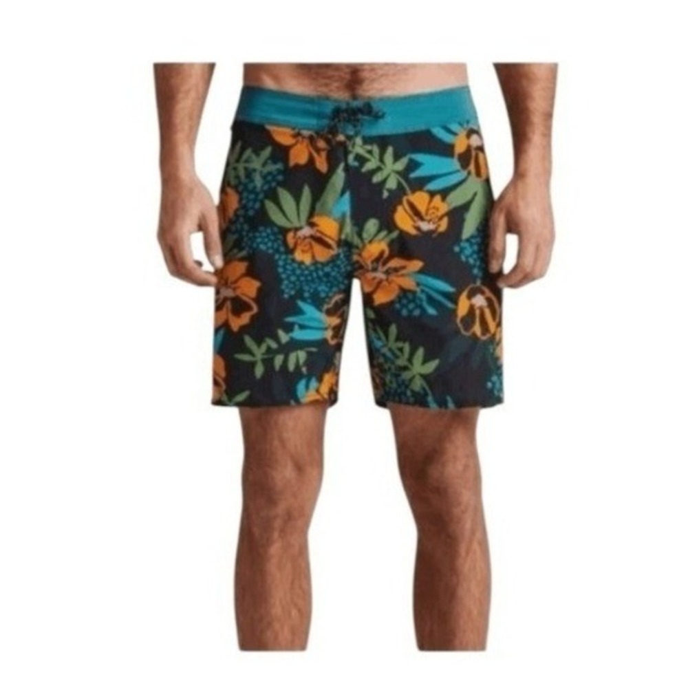 Roark Boatman 2.0‎ Boardshorts 17" Shorts Black Tropical Floral Print 33